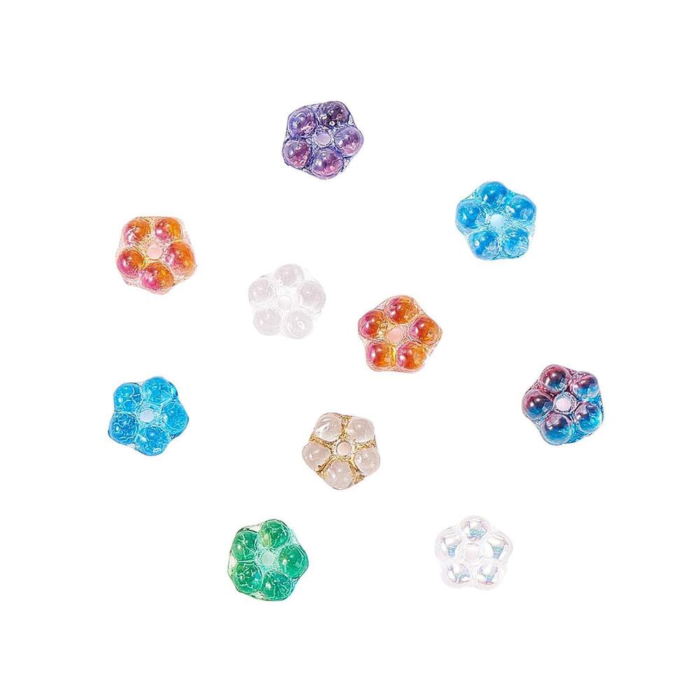 8800 350 Pcs Czech Glass Crystal Random Colors Beads Dyed Flower 5.5mm